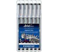 STAEDTLER 308 SB6P1 Pigment Liner Fineliner Pens with Assorted Line Width -