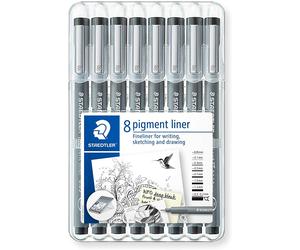 Staedtler 308 SB8 Pigment Liner Fineliner Technical Drawing Pens - Pack of 8