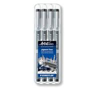STAEDTLER 308 WP4 Pigment Liner Pens with Assorted Line Width - Black (Set of 4)