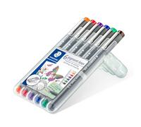 STAEDTLER 30805-SSB6 Pigment Liner Pens - Assorted Colours, 0.5 mm (Set of 6)