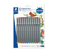STAEDTLER 30805SBK12 Pigment Liner Pens - Assorted Colours, 0.5 mm (Set of 12)