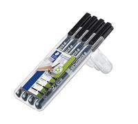 Staedtler 31-9WP4GS Lumocolor Pack of 4 Permanent Pens Assorted Tips, Black