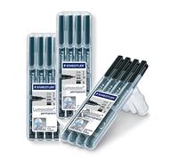 STAEDTLER 31-9WP4GS Lumocolor Permanent Pen Set - Assorted Line Widths, Black (Pack of 4)
