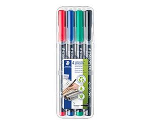 STAEDTLER 313 WP4 Lumocolor Permanent Pen, Superfine Line Width, 0.4mm - Assorted Colours (Pack of 4)