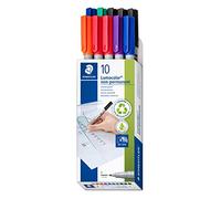 STAEDTLER 316 B10 Lumocolor Non-Permanent Pen, Fine Line Width, 0.6mm - Assorted Colours (Pack of 10)