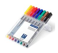 STAEDTLER PACK OF 8 ASSORTED LUMOCOLOR NON-PERMAMENT OHP PENS - FINE TIP 0.6mm