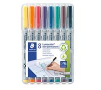 STAEDTLER 316 WP8 Lumocolor Non-Permanent Pen, Fine Line Width, 0.6mm - Assorted Colours (Pack of 8)