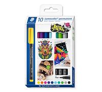 STAEDTLER 317 C10 Lumocolor Permanent Pen, Medium Line Width, 1.0mm - Assorted Colours (Pack of 10)