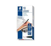 STAEDTLER 318-2 Lumocolor Universal Permanent Fine Pens - Red, Pack of 10 (318-2 VE)