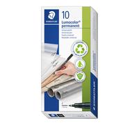 STAEDTLER 318-9 Lumocolor Permanent Pen, Fine Line Width, 0.6mm - Black (Box of 10)
