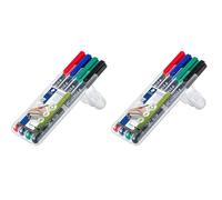 STAEDTLER 318 WP4 Lumocolor Permanent Pen, Fine Line Width, 0.6mm - Assorted Colours