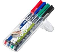 STAEDTLER 318 WP4 Lumocolor Permanent Pen, Fine Line Width, 0.6mm - Assorted Colours (Pack of 4)