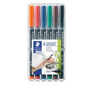STAEDTLER 318 WP6 Lumocolor Universal Permanent Fine Pens - Assorted Colours 6 c
