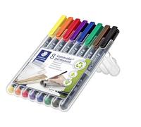 STAEDTLER 318 WP8 Lumocolor Permanent Pen, Fine Line Width, 0.6mm - Assorted Colours (Pack of 8)