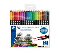 STAEDTLER 3187 TB36 Double Ended Permanent Pens, Assorted Colour, Pack of 36