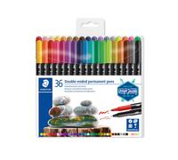 STAEDTLER 3187 TB36 Double Ended Permanent Pens, Assorted Colour, Pack of 36