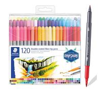 STAEDTLER 3200 TB120 Design Journey Double-Ended Fibre-Tip Pens with Thin & Wide Nibs - Assorted Colours (Pack of 120)