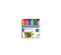 STAEDTLER 3200 TB36 Design Journey Double-Ended Fibre-Tip Pens with Thin & Wide Nibs - Assorted Colours (Pack of 36)