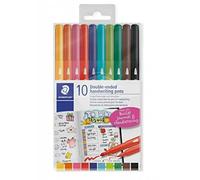 Staedtler 3220 TB10 Double-Ended Handwriting Pens, Assorted Colours - Pack of 10
