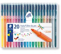 STAEDTLER 323 SB20 Triplus Colour Fibre-Tip Pens, 1.0mm - Assorted Colours (Pack