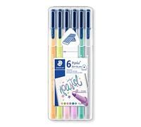 STAEDTLER 323 SB6CS1 1.0 mm Triplus Colour Fibre-Tip Pen, Pastel Colours, Pack of 6