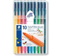 Staedtler 323 Triplus Colour Fibre-Tip Pens, 1.0 mm, Assorted Colours, Pack of 10