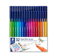 STAEDTLER 323 Triplus Colour Fibre-Tip Pens, 1.0 mm, Assorted Colours, Pack of 32
