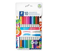 STAEDTLER 3280 C10 Twin-Colour, Double-Ended Fibre-Tip Pens - 20 Assorted Colours (Pack of 10)