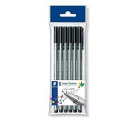 STAEDTLER 334-9 PB6 Triplus Fineliner Superfine Pen, 0.3mm Line Width - Black (Polybag of 6)