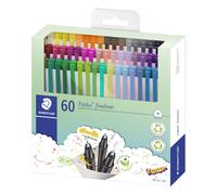 STAEDTLER 334 C60 Triplus Fineliner Superfine Pen, 0.3mm Line Width - Assorted Colours (Pack of 60)