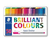 STAEDTLER 334 M50 Triplus Fineliner Superfine Pen, 0.3mm Line Width - Assorted Colours (Tin of 50)