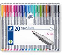 Staedtler 334 SB20 0.3 mm Triplus Fineliner Pen - Assorted Colours (Pack of 20)