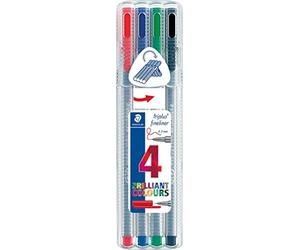 Staedtler 334 SB4 Rollerball Pens 0.3 mm, 4 Pieces - Black, Blue, Green, Red
