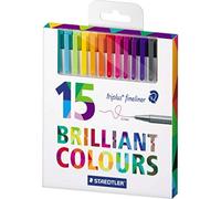 Staedtler 334 Triplus Fineliner Superfine Point Pens, 0.3 mm, Assorted Colours, Pack of 15