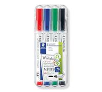 STAEDTLER 341 WP4 Lumocolor Compact Whiteboard Marker, 1-2mm Line Width - 4 Assorted Colours (Pack of 4)