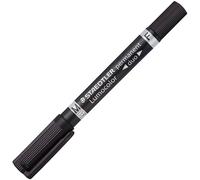 Staedtler Lumocolor Permanent Markers 348 B 9 Duo, Refillable, 0.6 mm and 1.5 - 4 mm Black