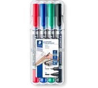 STAEDTLER 348 WP4 Lumocolor 1 count (Pack of 4), Black, Blue, Green,Red