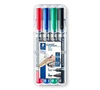 STAEDTLER 348 WP4 Lumocolor Permanent Duo Double-Ended Marker Pen, Fine & Medium Line Width - Assorted Colours (Pack of 4)