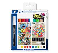 Staedtler Paint Markers 349 C10 Lumocolor Acrylic – 2.4mm Line Width – Assorted Colours Pack of 10