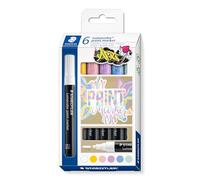 STAEDTLER 349 C6-1 Lumocolor Acrylic Paint Markers, 2.4mm Line Width - Assorted Pastel Colours (Pack of 6)