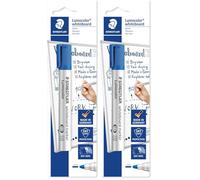 STAEDTLER 351-3 BKDA Lumocolor Whiteboard Marker, Bullet Tip 2.0mm Line Width - Blue (Pack of 2)