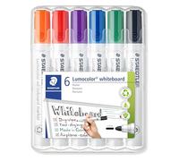 STAEDTLER 351 B WP6 Lumocolor Whiteboard Marker Chisel Tip - Assorted Colours (Pack of 6)