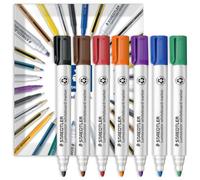 STAEDTLER 351 Lumocolor Whiteboard Marker Bullet Tip Pens, Multicolour 7pcs