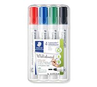 STAEDTLER 351 WP4 Lumocolor Whiteboard Marker Bullet Tip - Assorted Colours (Pack of 4)