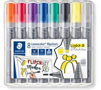 STAEDTLER 356 SWP8 Lumocolor Flipchart Markers - Assorted Colours (Pack of 8)