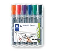 STAEDTLER 356 WP6 Lumocolor Flipchart Markers - Assorted Colours Pack of 1 (6 Count )