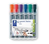 STAEDTLER 356 WP6 Lumocolor Flipchart Markers - Assorted Colours Pack of 1 (6 Count )