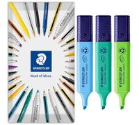 STAEDTLER 364 Textsurfer Classic Highlighter Marker Pen Set | 1-5mm Chisel Tip | Stationery Pack of 3 Highlighters for Home, Work, Office | In Envelope Gift Packaging (Green, Blue, Turquoise)