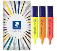 STAEDTLER 364 Textsurfer Classic Highlighter Marker Pen Set | 1-5mm Chisel Tip | Stationery Pack of 3 Highlighters for Home, Work, Office | In Envelope Gift Packaging (Yellow, Orange, Red)