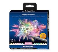 STAEDTLER 371 C12-2 Pigment Arts Brush Pen - Assorted Pastel Colours (Pack of 12)
